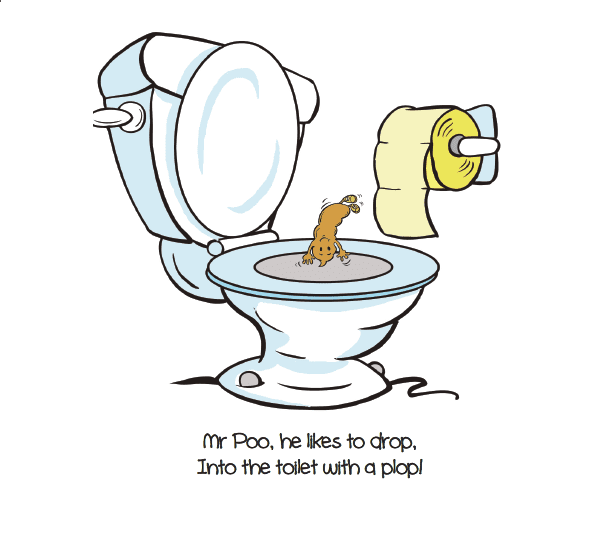 Mr Poo going in the toilet